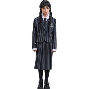 Carnavalskostuum - Zwart-Grijs - Polyester - Wednesday Addams Look