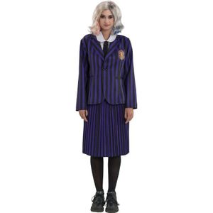 School Uniform - Dames - Zwart/Violet - Jasje, Slabbetje/Kraag met Das, Rok
