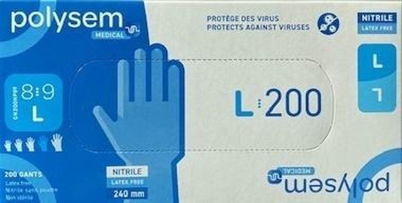 Polysem - Nitril Handschoenen - Blauw - Nitril - Voor Eenmalig Gebruik