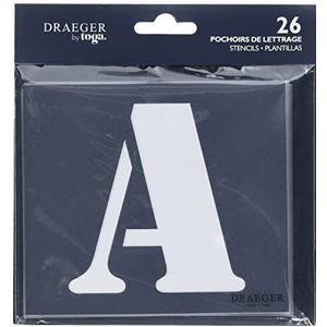 Dreager by Toga - 26 lettersjablonen - de 26 letters van het alfabet in hoofdletters - multifunctionele sjablonen - om over te trekken, in te kleuren, te schilderen met penseel of kwast - formaat 9 x 6,5 cm