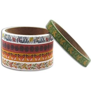 Toga Fleuri Linten Masking Tape Bullet Journal Bloemen, Oranje en Groen, Een Maat