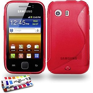 Muzzano Beschermhoesje voor Samsung Galaxy Y [Le S Premium] [rood] + stylus en reinigingsdoek van Muzzano® - ultieme bescherming voor uw Samsung Galaxy Y