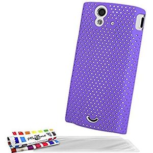 MUZZANO Alveolia beschermhoes voor Sony Xperia Ray / ST18 / ST18A / ST18I (3 schermbeschermfolies) violet