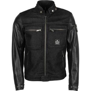 Helstons - Winston - Motorjas - Zwart - Canvas Katoen en Rundleder