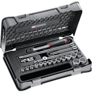 FACOM J.161-3P12 Dopsleutelset 12-kant, metrisch, zwart, 3/8 inch, 20-delige set