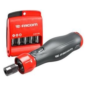 FACOM E-PROTWIST 4V schroevendraaier met PH-PZ-6-kant Torx-bits - 12-delige set - ATPA4V.J12APB, zwart/rood