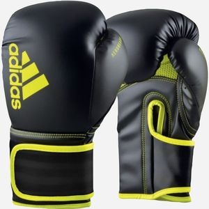 adidas Hybrid 80 bokshandschoenen, geschikt voor boksen, kickboksen, MMA, fitness en training, voor kinderen, mannen of vrouwen, zwart/geel