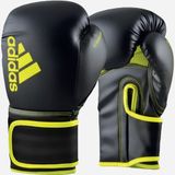 adidas Boxing Gloves Hybrid 80 bokshandschoenen, voor boksen, kickboksen, MMA, bag, training en fitness, bokshandschoenen voor dames en heren, gewicht (10 oz, zwart/geel)