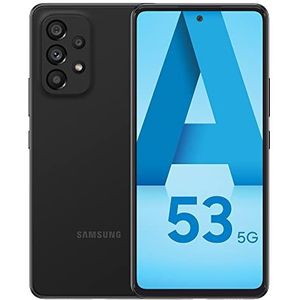 Samsung Galaxy A53 5G, mobiele telefoon, 128 GB, zwart, Android smartphone, SIM-kaart niet inbegrepen, Franse versie