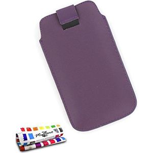 Muzzano Beschermhoesje voor LG Optimus L3 II (L3 2) [Le Sweep] [Donker violet] + stylus en reinigingsdoekje van Muzzano® - Ultieme elegantie en duurzaam voor uw LG Optimus L3 II (L3 2)