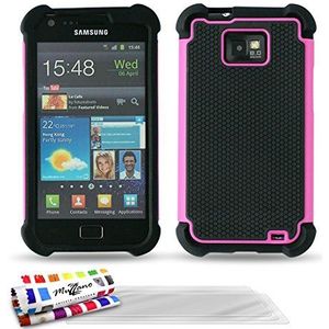 Muzzano F18696 beschermhoes voor Samsung Galaxy S2, inclusief 3 schermbeschermers, karamel roze