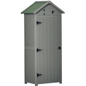 Outsunny Tuinkast van Hout met Werkoppervlak, Weerbestendige