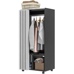 Willonin Kledingrek, uittrekbaar, met wielen, kledingrek, met 4 wielen, opberghouder voor kledingrails, 80/145 x 43 x 90/158 H