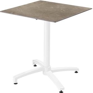 Oviala Tuintafel, vierkant, 70 x 70 cm, kantelbaar, laminaat, marmer, beige