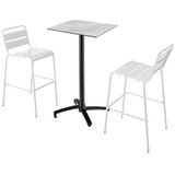 Oviala Business Set van marmeren laminaat hoge tafel en 2 witte hoge stoelen - wit 110515