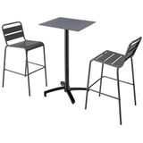 Oviala Business Set van grijze laminaat hoge tafel en 2 grijze hoge stoelen - grijs Metaal 110536