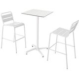 Oviala Business Terrazzo laminaat hoge tafel en 2 witte stoelen set - wit 110553