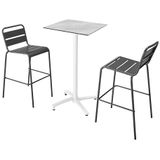 Oviala Business Set marmeren gelamineerde hoge tafel + 2 grijze hoge stoelen - grijs Metaal 110564