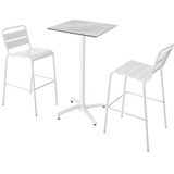 Oviala Business Set van marmeren laminaat hoge tafel en 2 witte hoge stoelen - wit 110571