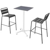 Oviala Business Set van hoge tafel in grijs leisteenlaminaat en 2 grijze hoge stoelen - grijs Metaal 110598