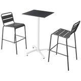 Oviala Set hoge tafel laminaat zwart en 2 hoge stoelen grijs