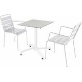 Oviala Business Terrazzo laminaat tafel en 2 witte stoelen set - wit Metaal 110702