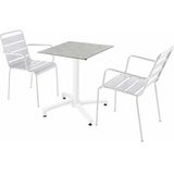 Oviala Business Set van betonnen laminaat terrastafel en 2 witte fauteuils - wit Metaal 110740