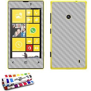 Muursticker Nokia Lumia 520 [carbon] [grijs] door MUZZANO + stylus en reinigingsdoek Muzzano® aangeboden – De bescherming krasbestendig ultieve, elegante en duurzame voor uw Nokia Lumia 520