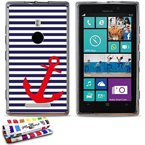 Muzzano 293010 achterkantbescherming zacht, extra dun, voor Nokia Lumia 925 grijs, matrozenmotief, blauw en anker