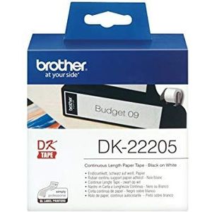 BROTHER DK-22205 Continuous Thermal Paper Tape (wit), Breedte: 62 mm, Breedte: 62 mm, Lengte: 30,48 m, For QL labelprinters,Standaard capaciteit,Wit