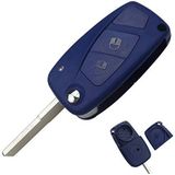 Sleutelhoes voor Fiat Panda Bravo Qubo Grande Punto Idea Stilo -2 Knoppen Blauw- Plip afstandsbediening met Blade Phonillico®