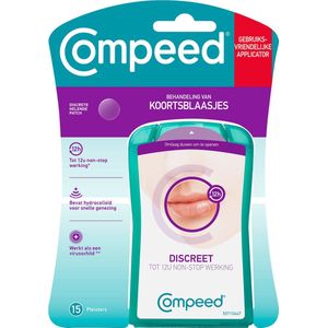 Compeed Koortslippleisters - complete oplossing voor het behandelen van een koortslip - Lipblaasjes Patch - 15 stuks