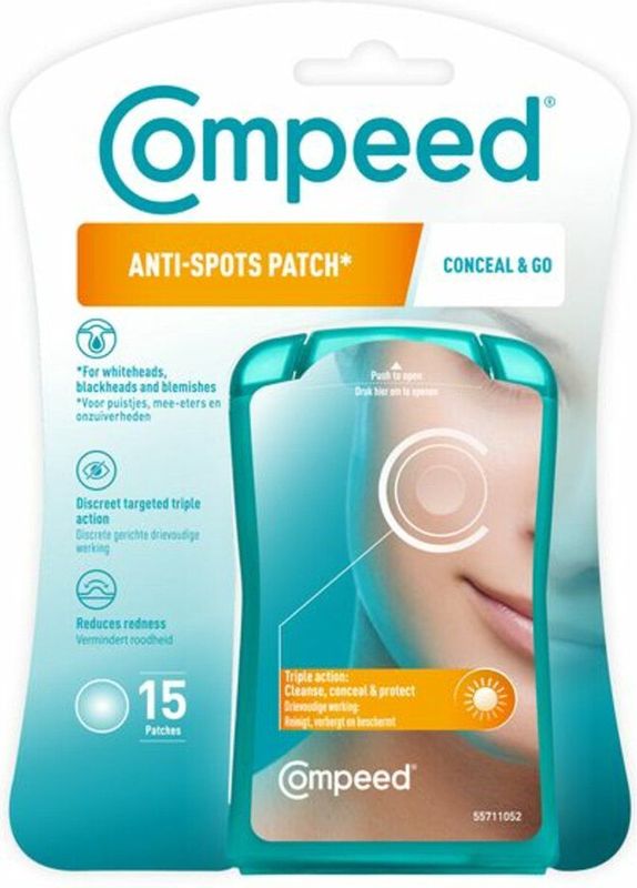 Compeed Anti-Spots* Conceal & Go - bij puistjes, mee-eters en onzuiverheden - pimple patch - 15st