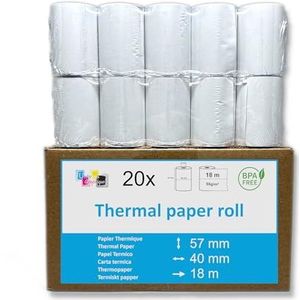 20 thermische papierrol voor standaard bankkaartlezer formaat 57 x 40 x 12 mm bankkaartrol, fenol A vrij papier