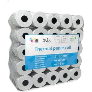 Thermisch papier, compatibel met TPE, Ingenico iWL220, voor creditcards, papierrollen voor elektronische betaalterminal, 50 rollen