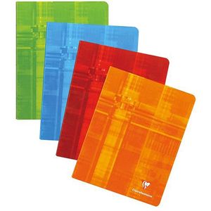 Clairefontaine - Geruit Schrift - A5+ - Oranje Rood Blauw Groen - 10 Stuks