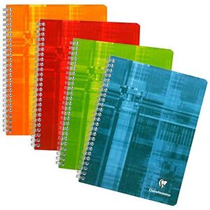Clairefontaine 68761C - Set van 5 Pocket Book Spiraalschriften - 17x22 cm - 180 grote ruiten Pagina's - 90 g wit Papier - Gelamineerde karton kaft in willekeurige kleuren