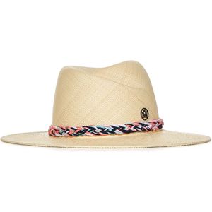 Maison Michel, Beige Brisa Straw Fedora Hat Beige, Dames, Maat:M