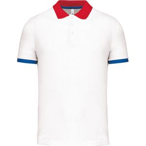 PROACT® Heren-sportpolo PA489 - White / Red / Sporty Royal Blue - 100% Piquépolyester - Fitted Pasvorm