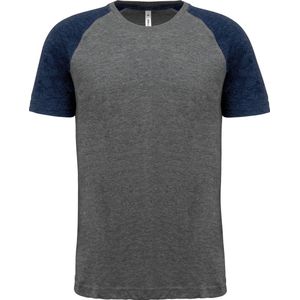 PROACT - PA4010 - Tweekleurig Triblend Sport-T-shirt - Grey Heather / Sporty Navy Heather