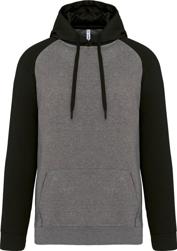 Proact - Hoodie - Grey Heather/Black - 65% Polyester / 35% Katoen - Geborsteld Fleece