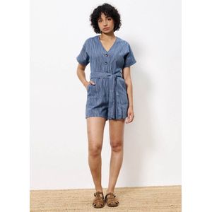 FRNCH Adila playsuit blauw gestreept linnen