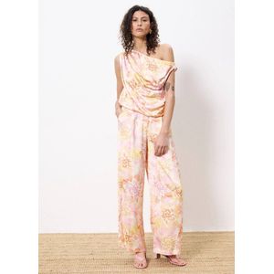 FRNCH - Philo - Pantalon - Roze - Satijn, Hoge Taille, Riemlussen