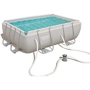 Bestway Rechthoekige Pool Power Steel Frame Zwembaden + filterpomp met patroon, 2,82 m x 1,96 m x 84 cm