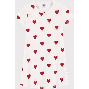 Petit Bateau Nachthemd voor meisjes, Marshmallow/Terkuit Rood, 24 Maanden