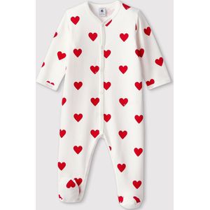 Baby pyjama met hartjes in fleece PETIT BATEAU wit hartjesprint