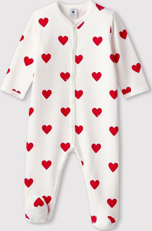 Petit Bateau - Babypyjama - Marshmallow/Turkoois - Katoen - Hartjesprint