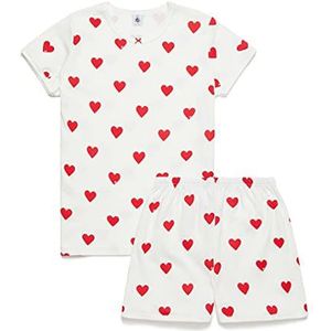 Petit Bateau Pyjacourt voor meisjes, Marshmallow/Terkuit Rood, 18 Jaren
