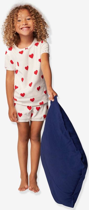 Petit Bateau A00kg Pyjacourt Meisje (1 stuk), Marshmallow / Terkuit Rood