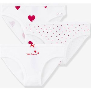 PETIT BATEAU - Katoenen Slipjes - Witte Hartjes - Set van 3